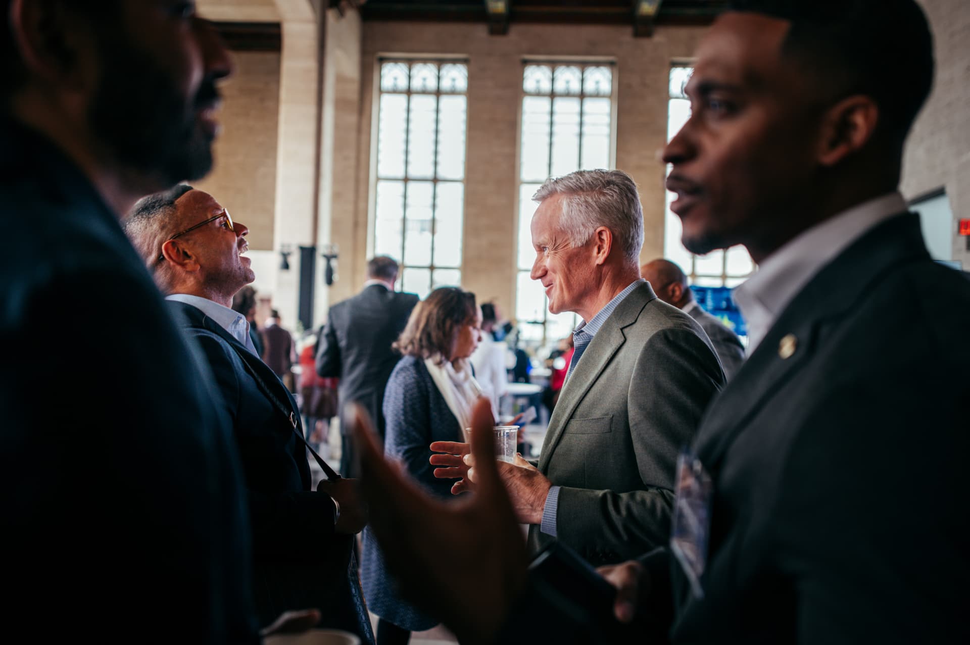 Guests networking at a corporate event