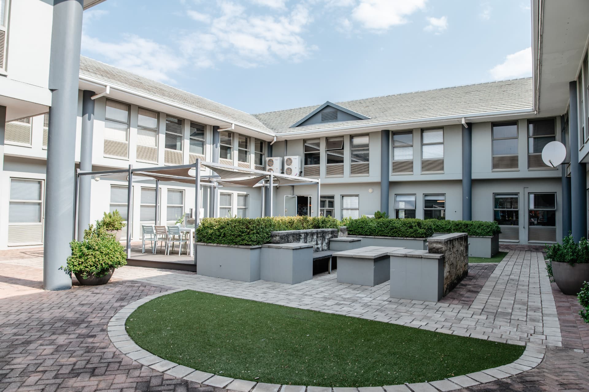 Architectural photography of a courtyard building